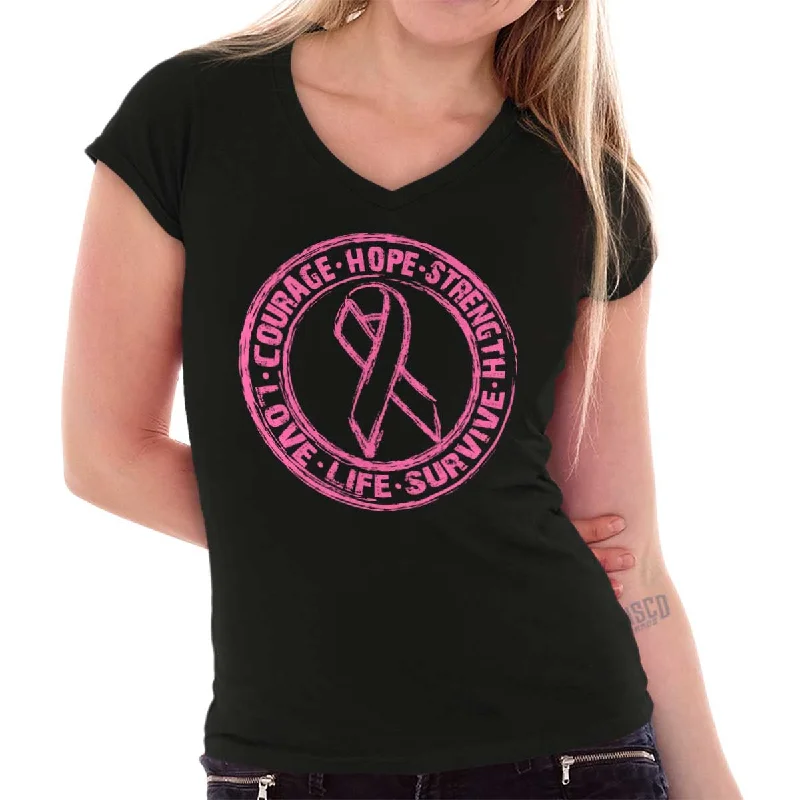 Courage Life Survive Junior Fit V-Neck T Shirt Nylon Fabric Polyester Fabric Spandex Fabric Courage Life Survive Junior Fit V-Neck T Shirt Nylon Fabric Polyester Fabric Spandex Fabric
