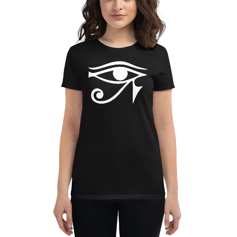 White Eye of Ra Egyptian Goddess Women's Short Sleeve Babydoll T-shirt Mesh Blend Leather Blend Suede Blend White Eye of Ra Egyptian Goddess Women's Short Sleeve Babydoll T-shirt Mesh Blend Leather Blend Suede Blend