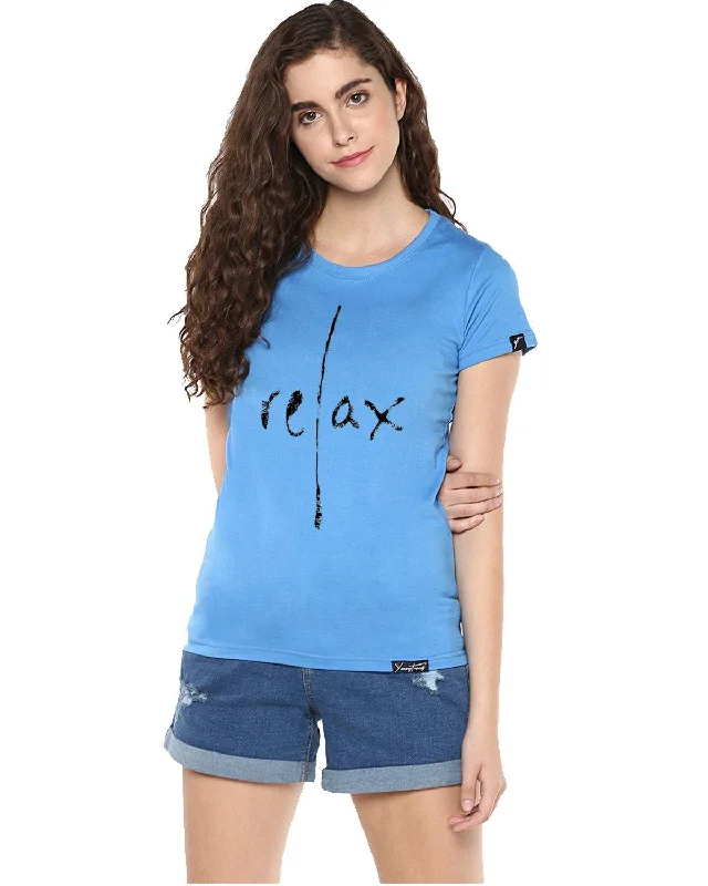 Womens Half Sleeve Relax Printed Blue Color Tshirts Fitted T-Shirt Seamless Stretchy Womens Half Sleeve Relax Printed Blue Color Tshirts Fitted T-Shirt Seamless Stretchy