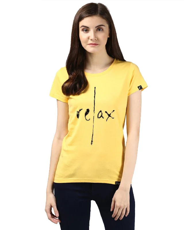 Womens Half Sleeve Relax Printed Yellow Color Tshirts Thin T-Shirt Open Front Quick Dry Womens Half Sleeve Relax Printed Yellow Color Tshirts Thin T-Shirt Open Front Quick Dry