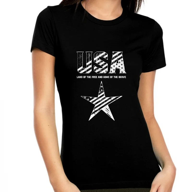 4th of July Shirts for Women - American Flag Shirt Women - 4th of July Shirts - America Shirt Asymmetrical Pockets Print