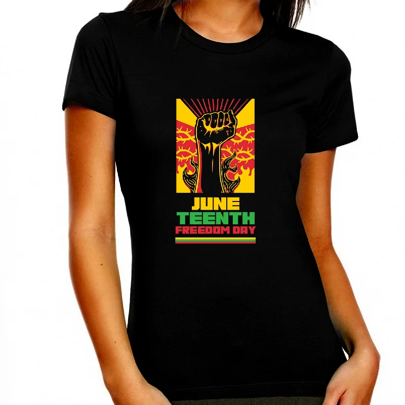 Juneteenth T-shirt for Women Freedom Day Womens Black Pride Melanin Tee Ribbed T-Shirt High Neck Heavyweight