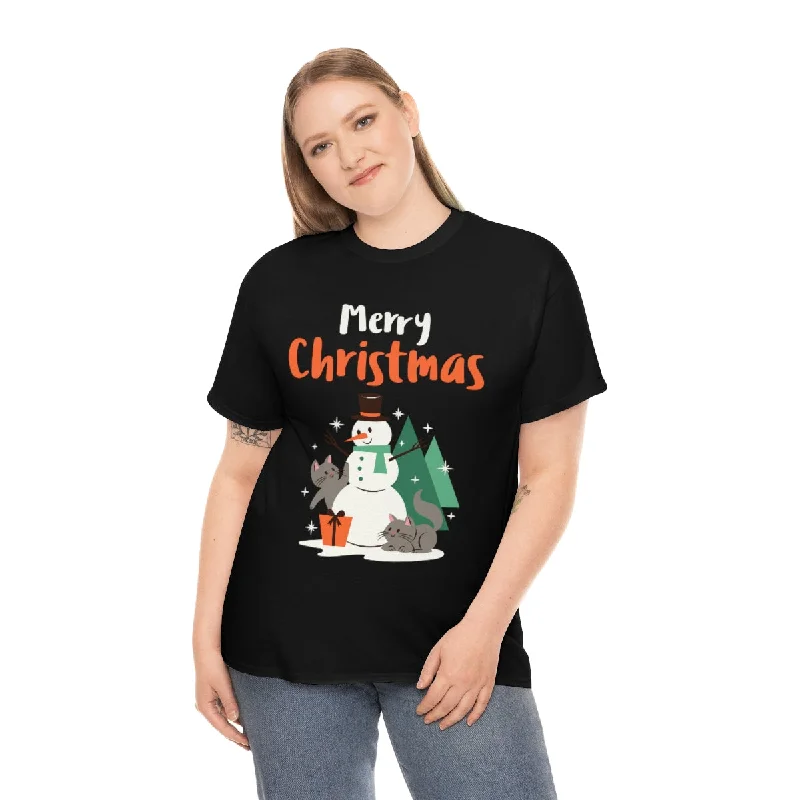 Cute Snowman Friends Christmas T Shirts for Women Plus Size Christmas Shirts Womens Funny Christmas Shirt Solid Color Striped Floral