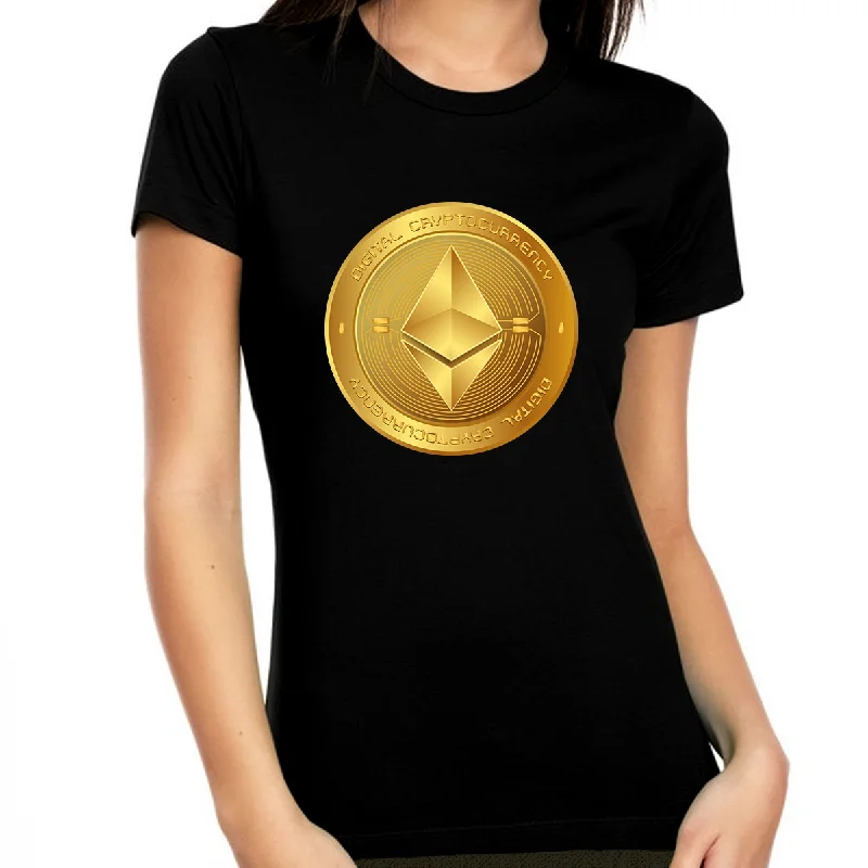 Ethereum Shirt for Women Ethereum Logo Crypto Shirt Cryptocurrency Ethereum Gift ETH Womens Ethereum Clothing Front Pockets Side Pockets Patch Pockets