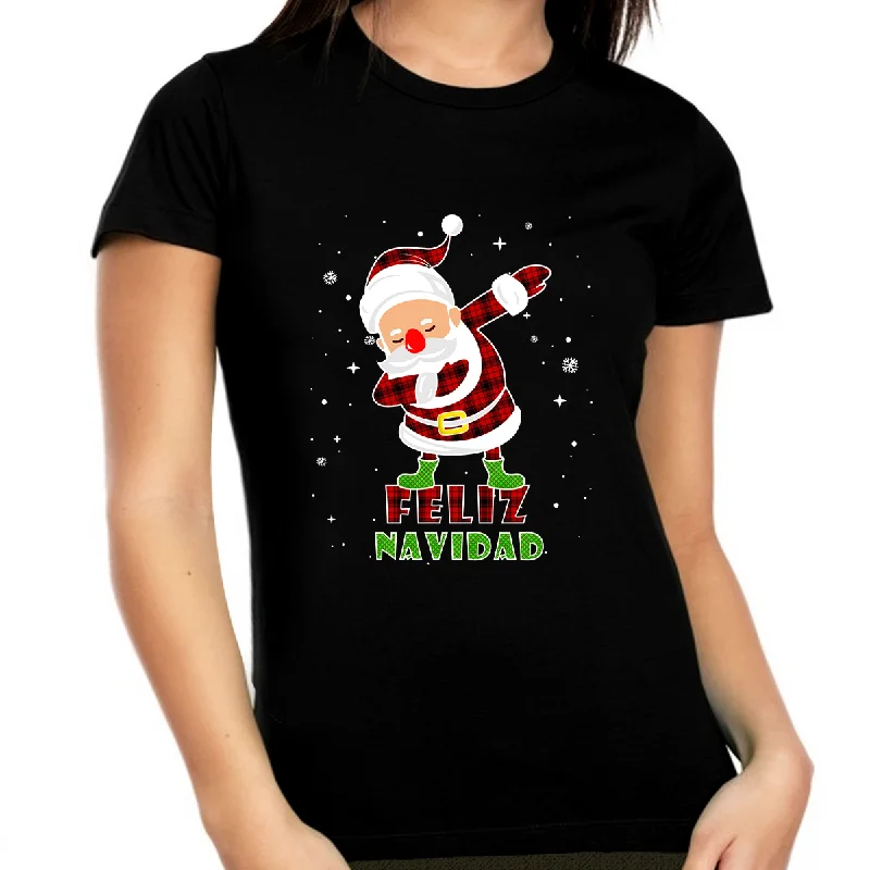 Cute Plus Size Christmas Shirts for Women Plus Size Plaid Christmas Shirts Santa Feliz Navidat Shirt Embroidered Appliqued Beaded