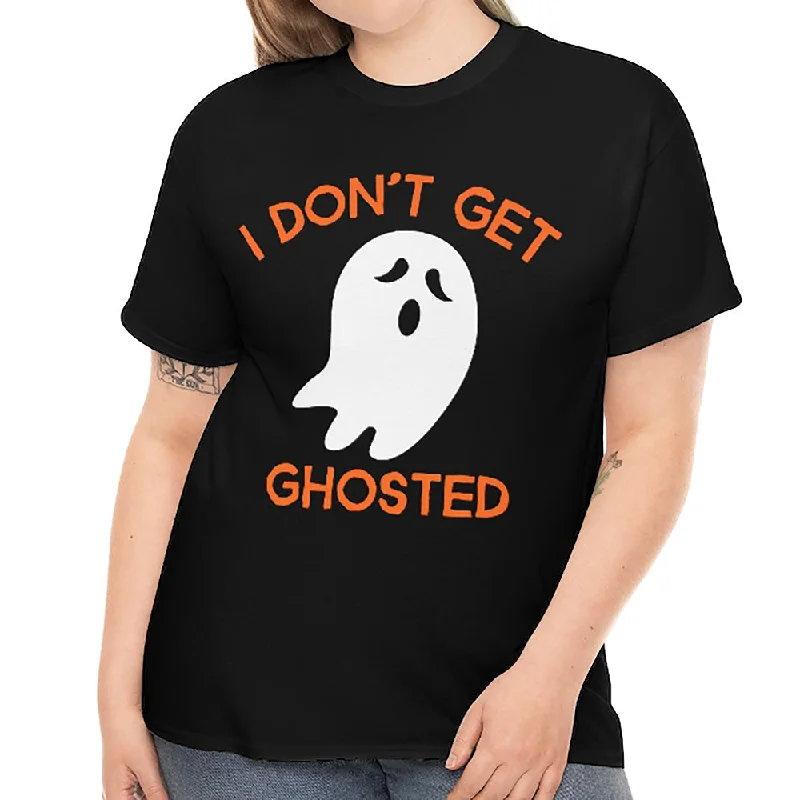 Funny Ghost Shirts for Women Plus Size 1X 2X 3X 4X 5X I Don't Get Ghosted Plus Size Halloween Costumes for Women Houndstooth Herringbone Solid