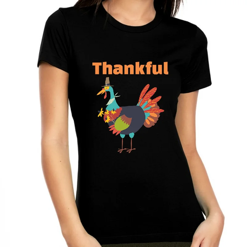 Funny Thanksgiving Shirts for Women Fall Clothes for Women Cute Fall Tops for Women Cute Turkey Shirt Print Jacquard Patchwork