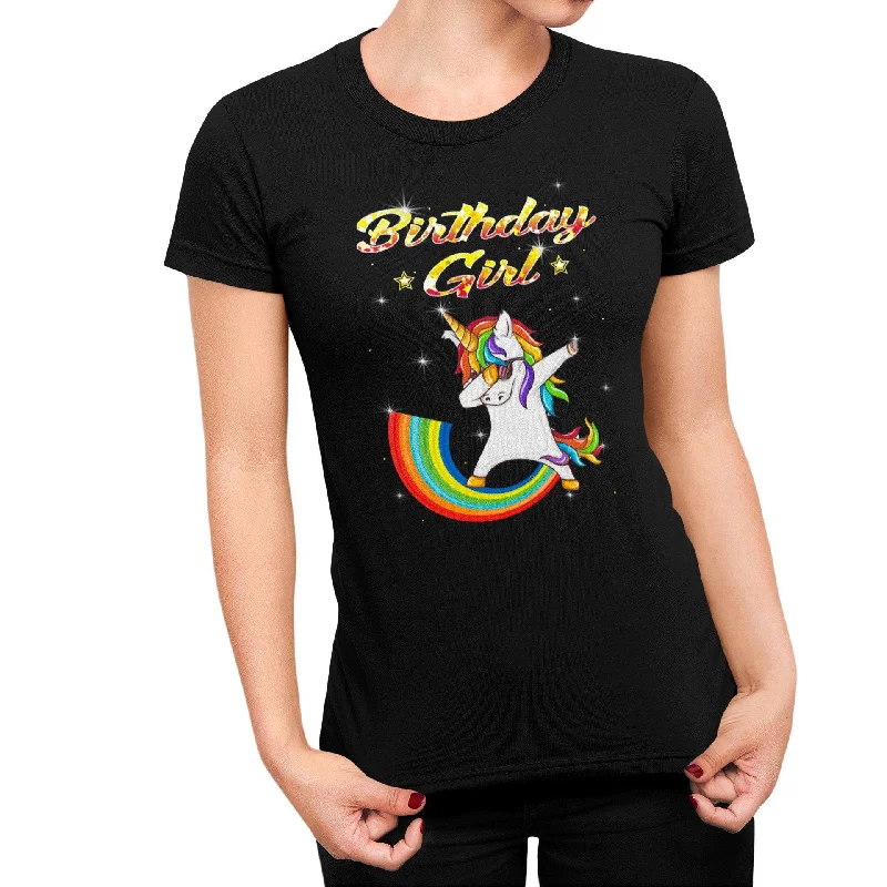 Funny Unicorn Birthday Girl Shirt for Women Unicorn Shirts for Women Unicorn Gifts Unicorn Birthday Outfit Asymmetrical Pockets Print