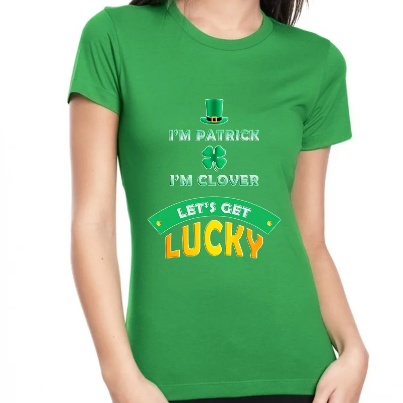 Irish Shirt for Women St Patricks Day T-Shirt Saint Patrick's Shamrock Shirts Kiss Me Irish Shirt Collared Crew Neck Turtle Neck