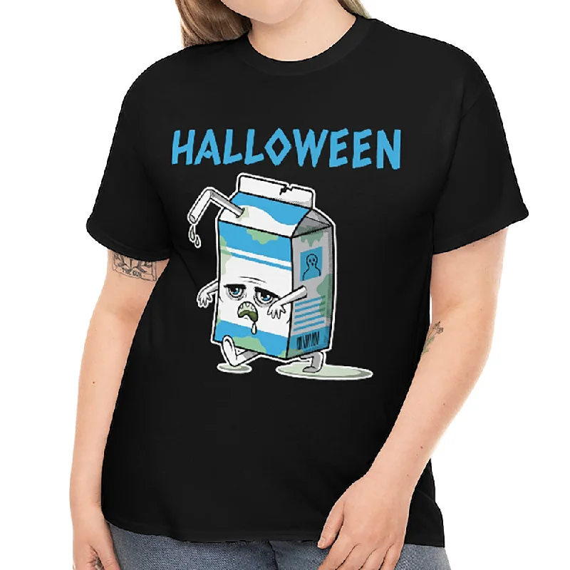 Mad Milk Halloween Shirts for Women Plus Size 1X 2X 3X 4X 5X Spooky Food Plus Size Halloween Costumes for Women Satin Fabric Silk Fabric Chiffon Fabric