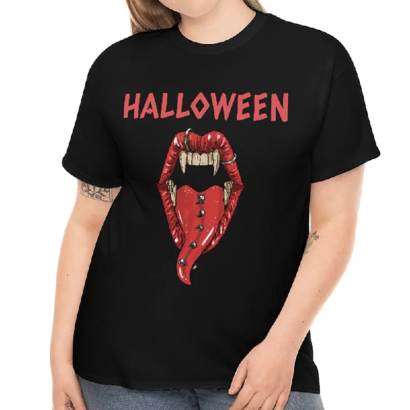 Piercings Spooky Halloween T Shirts for Women Plus Size 1X 2X 3X 4X 5X Plus Size Halloween Costumes for Women Nylon Fabric Polyester Fabric Spandex Fabric