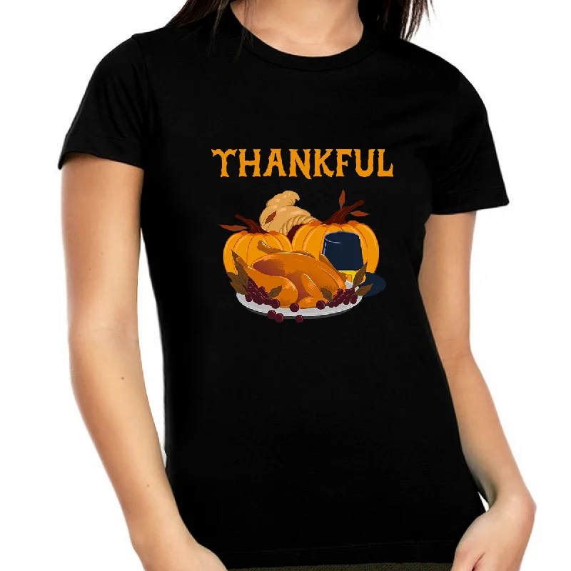 Plus Size 1X 2X 3X 4X 5X Thanksgiving Dinner Shirt Turkey Shirt Cute Womens Fall Tops Fall Clothes for Women Cozy Warm Stylish