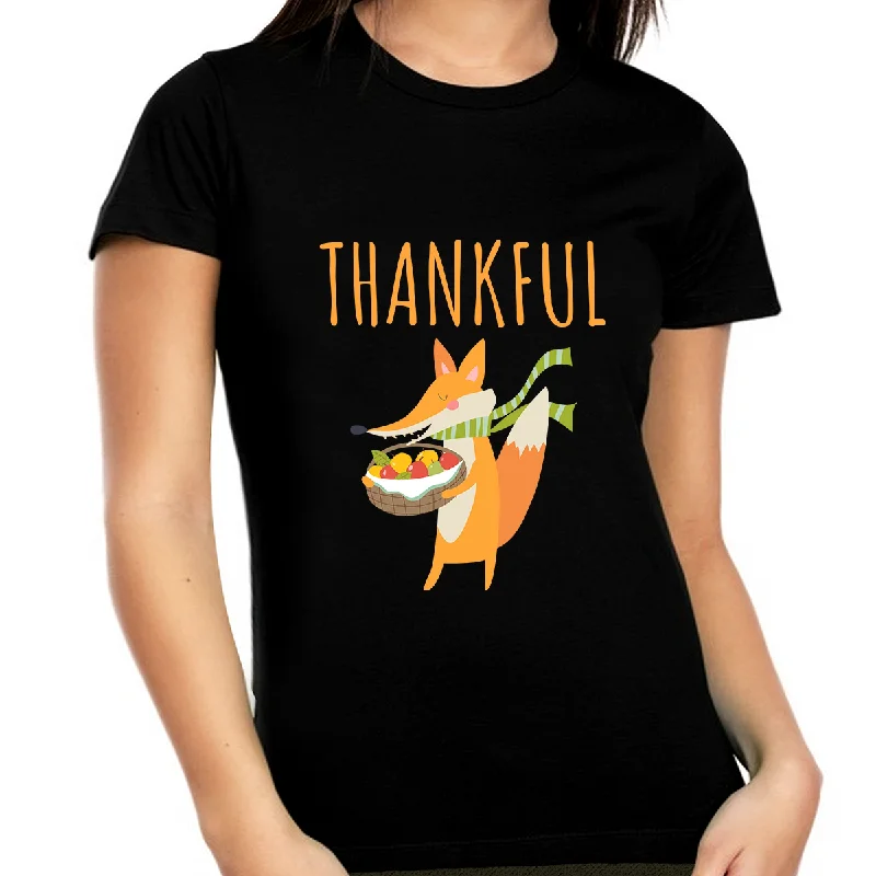 Plus Size Thanksgiving Shirts for Women 1X 2X 3X 4X 5X Thanksgiving Gifts Fall Tshirts for Women Fox Shirt Polka Dot Checkered Tartan