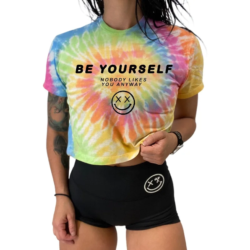 Salty Savage Ladies “BE YOURSELF, NOBODY LIKES YOU ANYWAY” Crop Tee Iron Safe Non-Iron Wrinkle Free