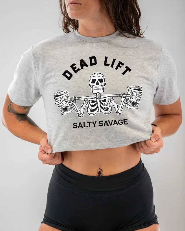 Salty Savage Ladies "Dead Lift" Performance Crop Tee Anti-Pilling Machine Wash Handmade