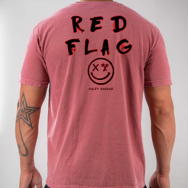 Salty Savage “RED FLAG" Pocket Tee Anti-Pilling Machine Wash Handmade