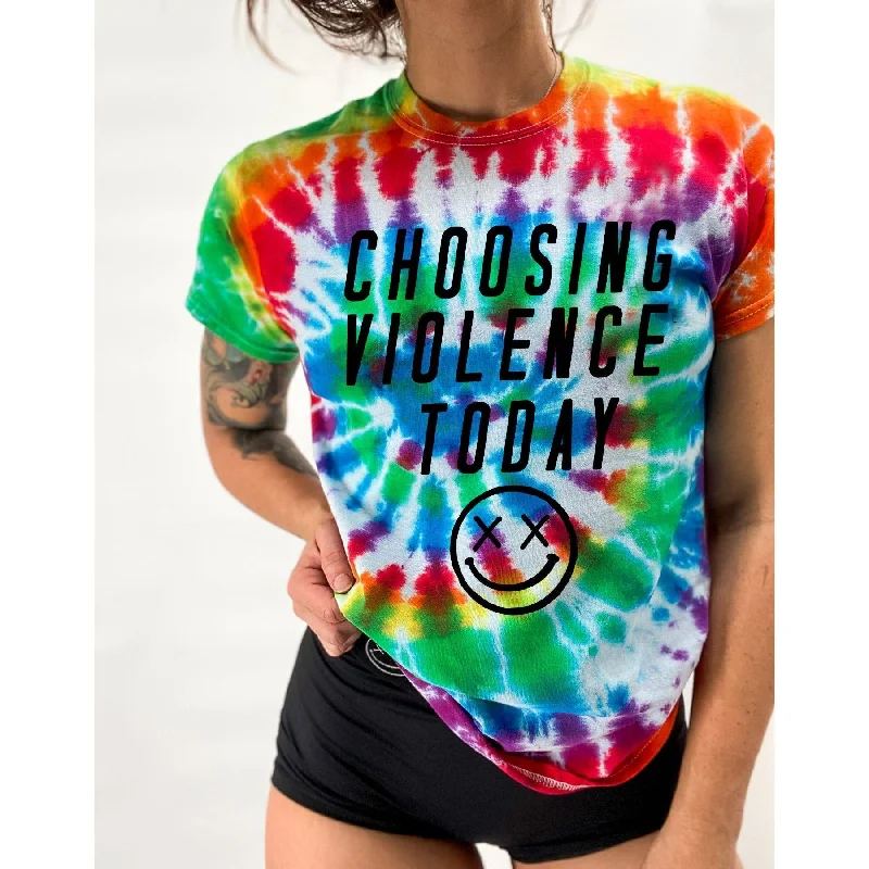 Salty Savage Unisex "CHOOSING VIOLENCE” Hippie Spiral Tie Dye Tee Terry Blend Velvet Blend Canvas Blend