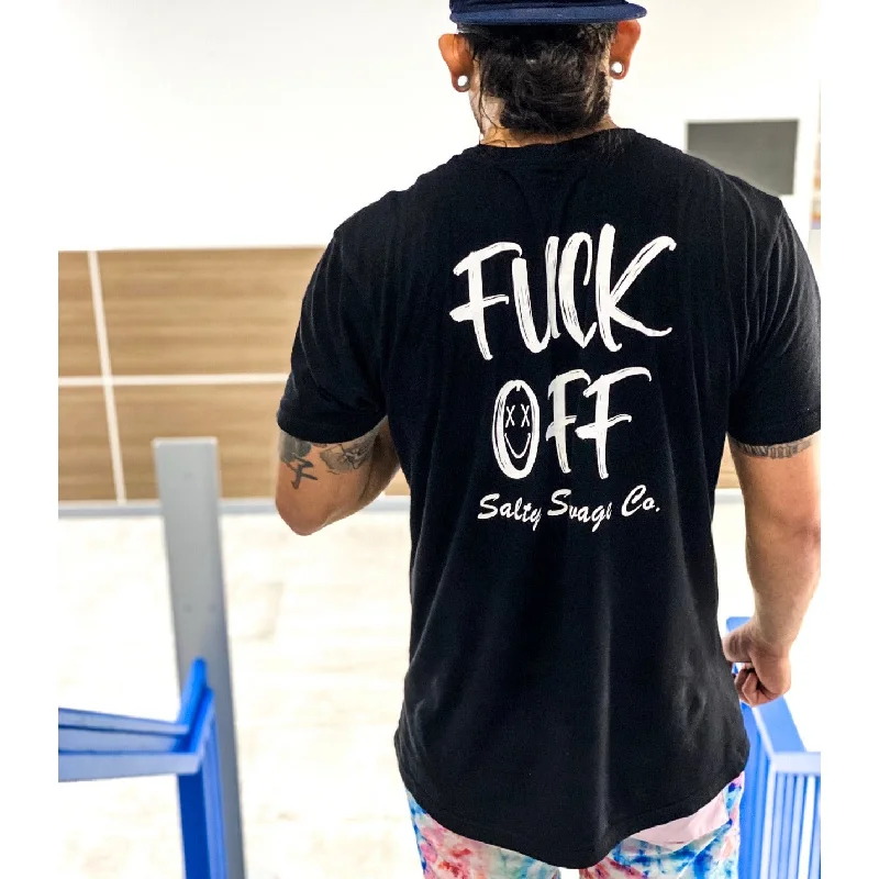 Salty Savage Unisex “Fuck Off” Tee | Splice Smile Mix Up Striped Floral Plaid