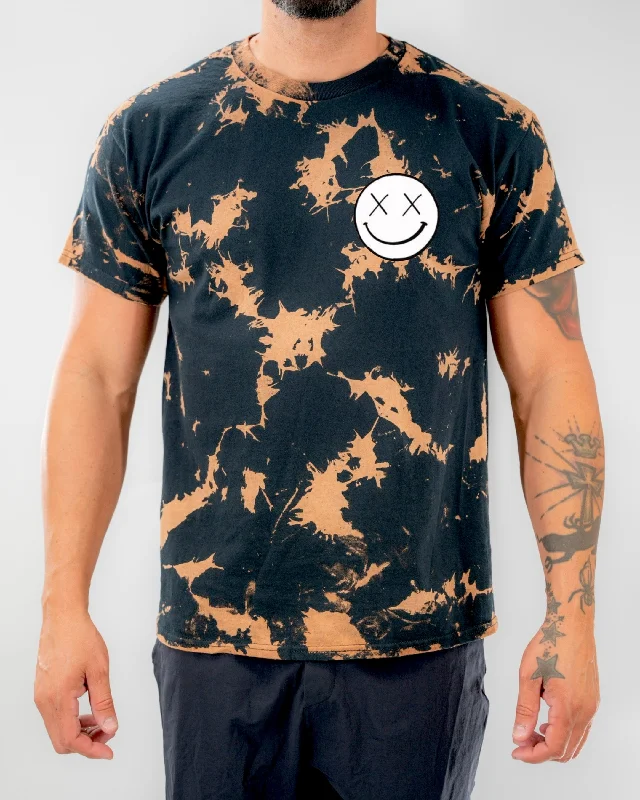 Salty Savage Unisex "OG Basic Smile" Bleached Tie Dye Crew Tee | Basic Lace Blend Ribbed Blend Corduroy Blend