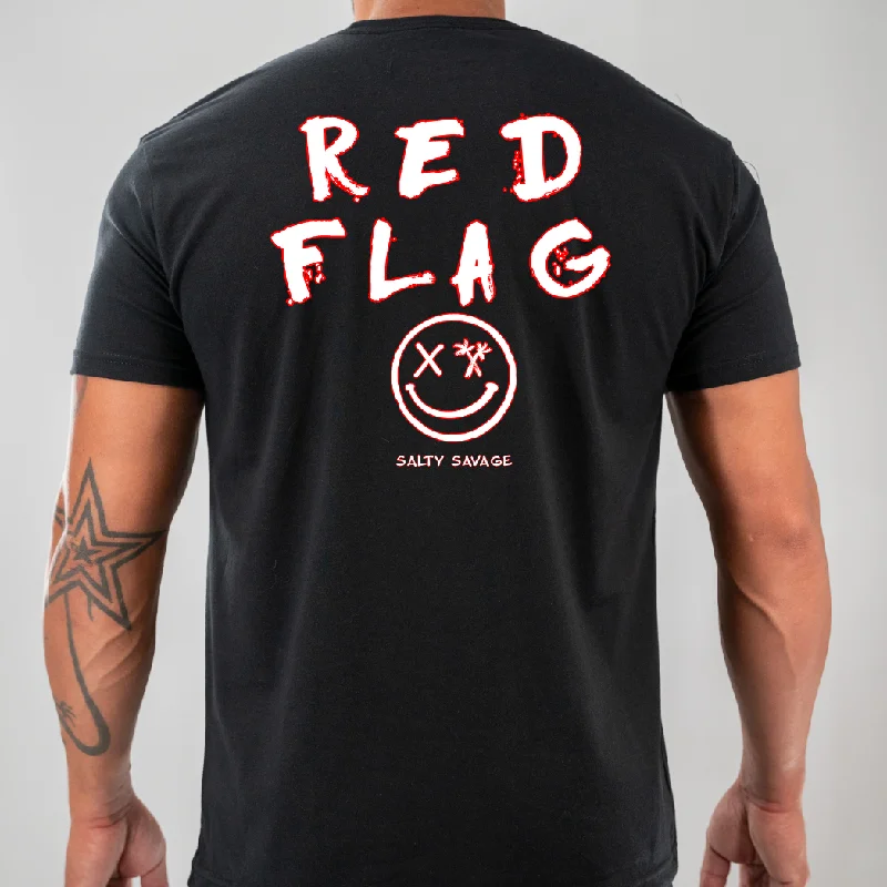 Salty Savage Unisex “Red Flag" Tee | Business in the Front, Party in the Back Striped Floral Plaid