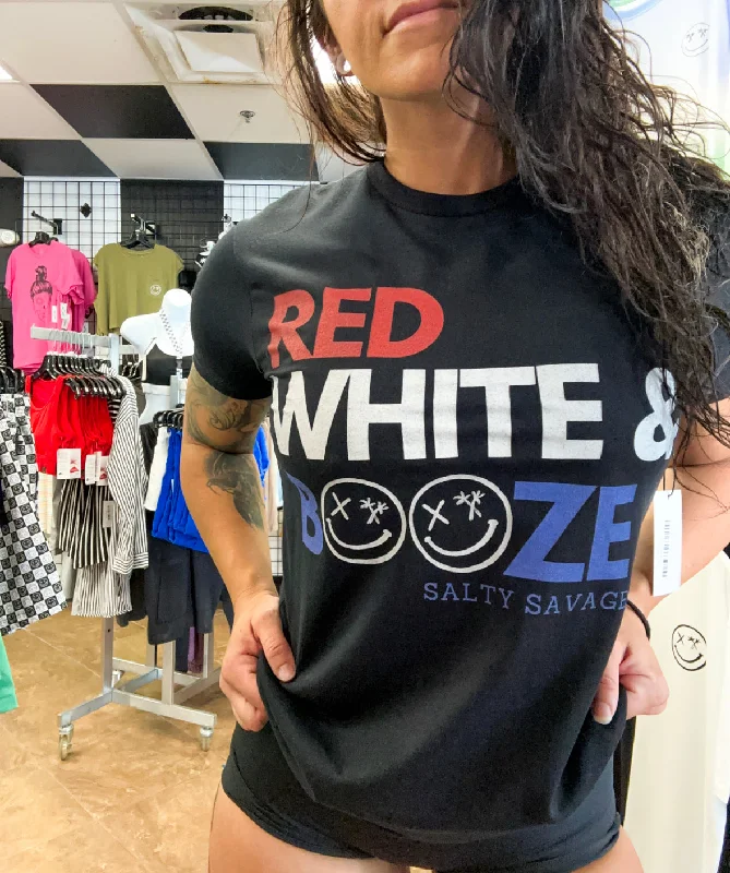 Salty Savage Unisex "RED WHITE & BOOZE" Tee Seamless Knitted Crochet