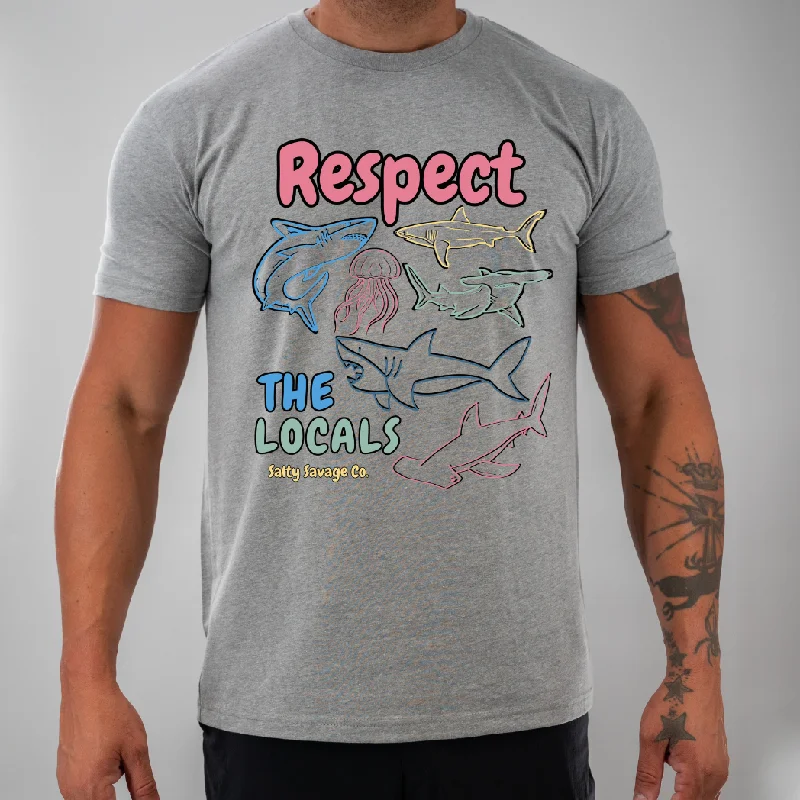 Salty Savage Unisex "Respect the Locals Shark" Tee Anti-Pilling Machine Wash Handmade