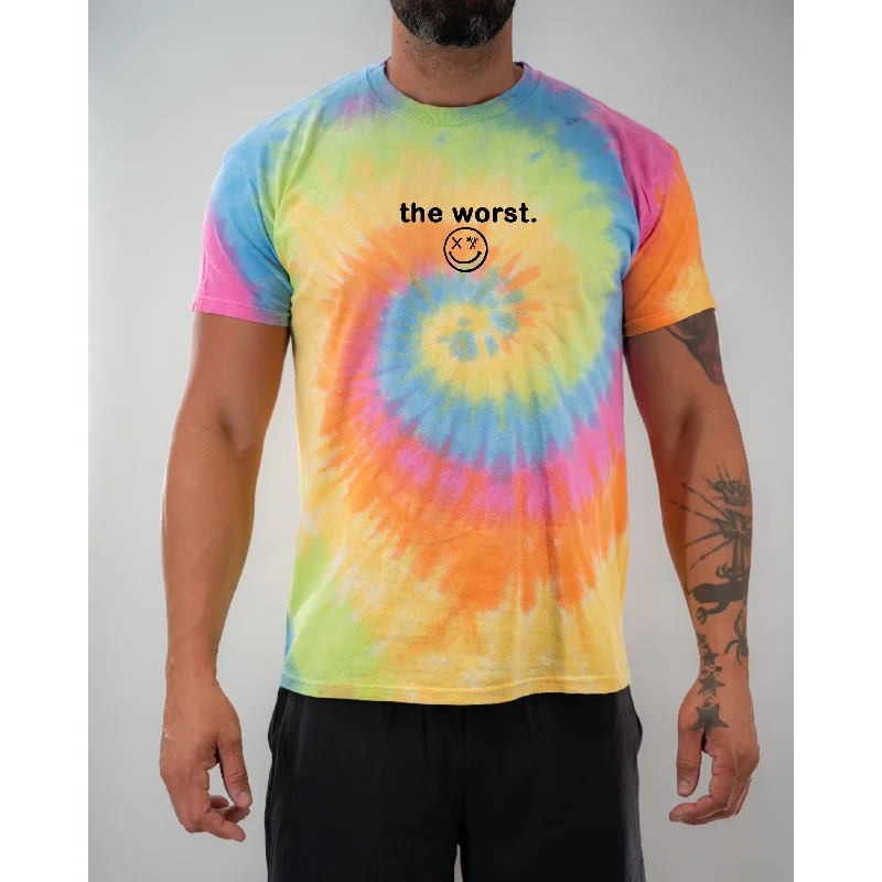 Salty Savage Unisex “the worst” Spiral Tie Dye Tee | Micro Machine Wash Dry Clean Hand Wash