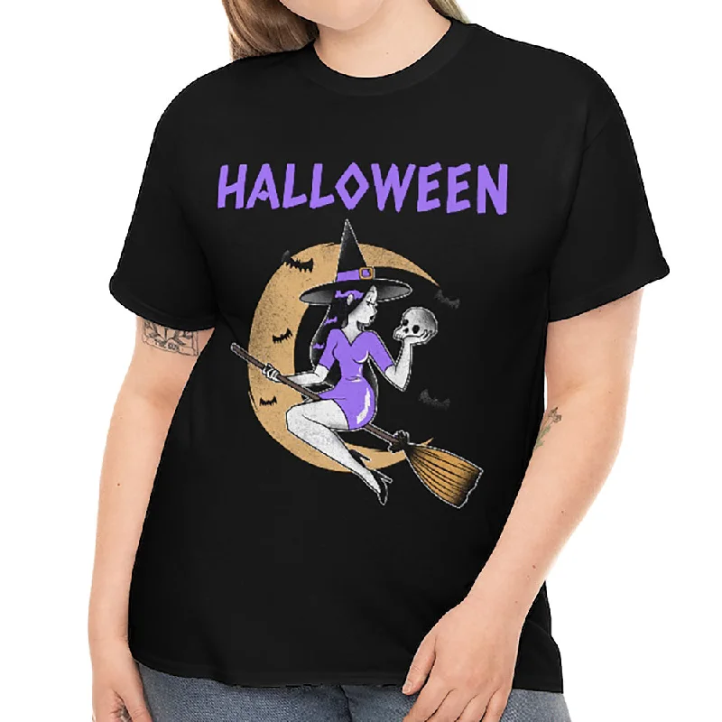 Sexy Witch Shirt Halloween Shirts Women Plus Size Cute Witch Halloween Costumes for Plus Size Women Terry Blend Velvet Blend Canvas Blend