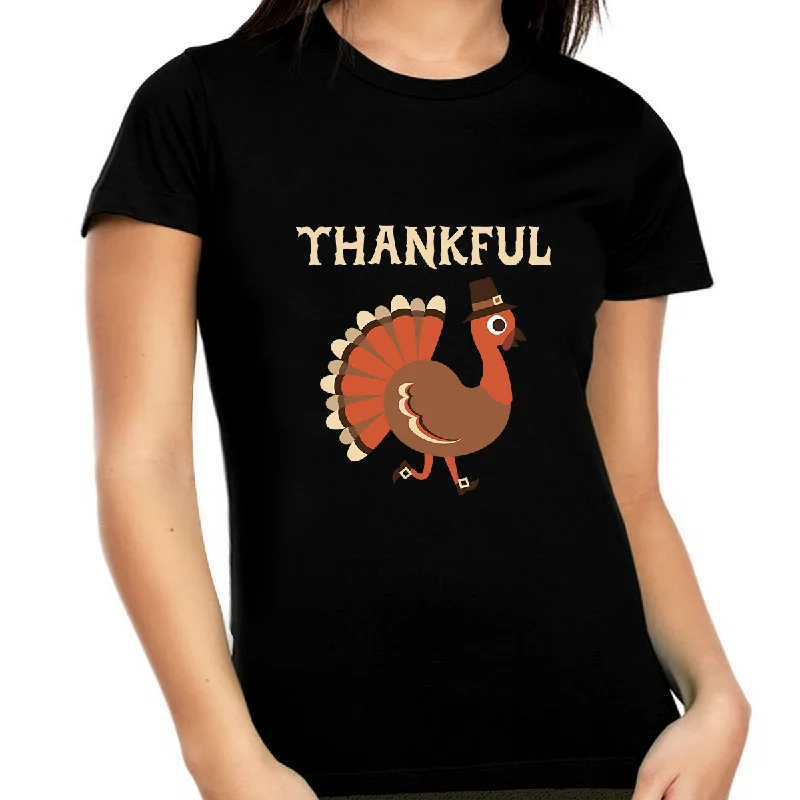 Thanksgiving Shirt for Women Plus Size Funny Turkey Shirt Plus Size Fall Shirt Thankful Shirts for Women Anti-Shrink Durable Soft