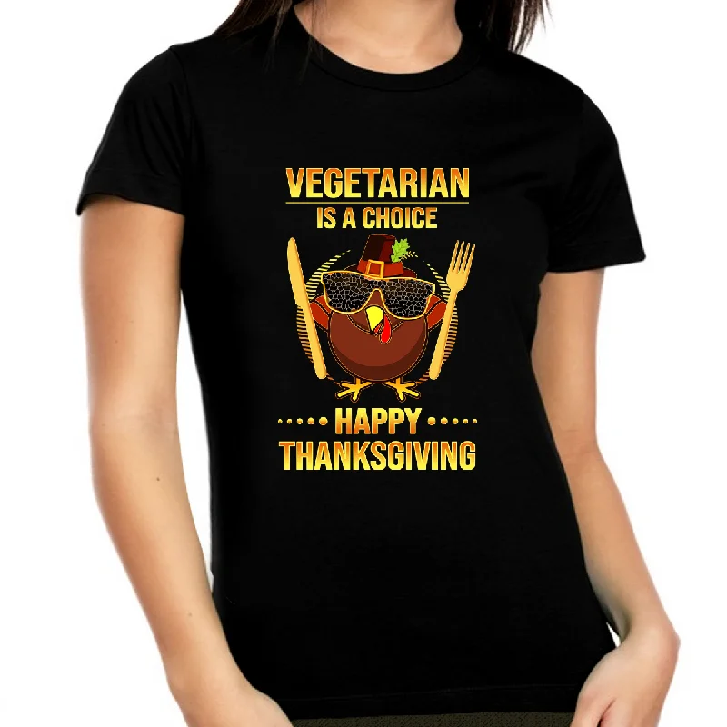 Thanksgiving Shirts for Women Plus Size 1X 2X 3X 4X 5X Vegetarian Shirt Funny Thanksgiving Turkey Shirt Striped Floral Plaid