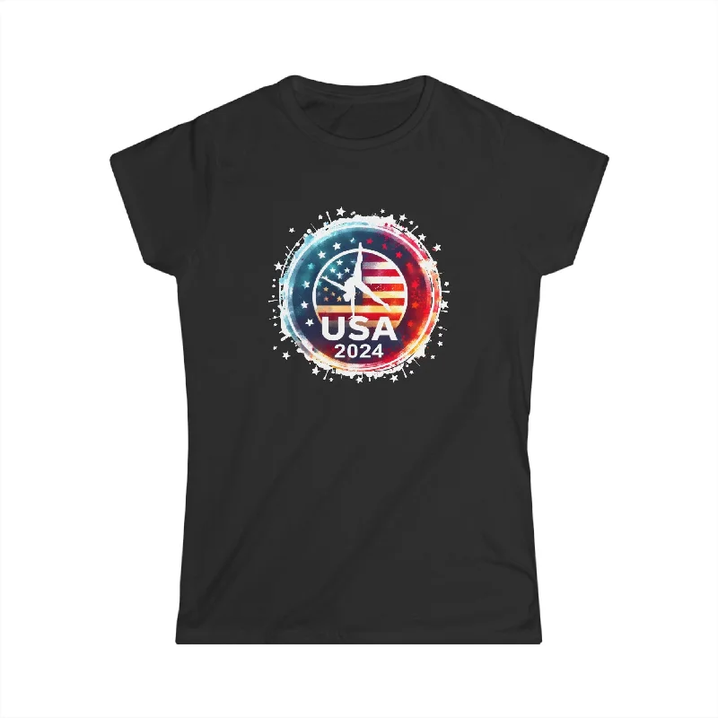 USA 2024 Games United States Gymnastics America 2024 USA Womens Shirt Zippered Front Buttoned Front Snap Front