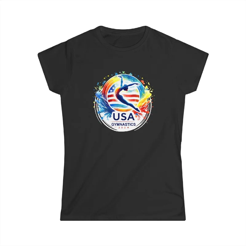 USA 2024 Games United States Gymnastics America 2024 USA Womens T Shirt Fashionable Trendy Casual