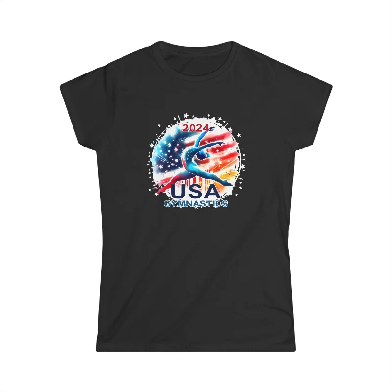 USA 2024 Games United States Gymnastics America 2024 USA Womens T Shirt Embroidered Appliqued Beaded