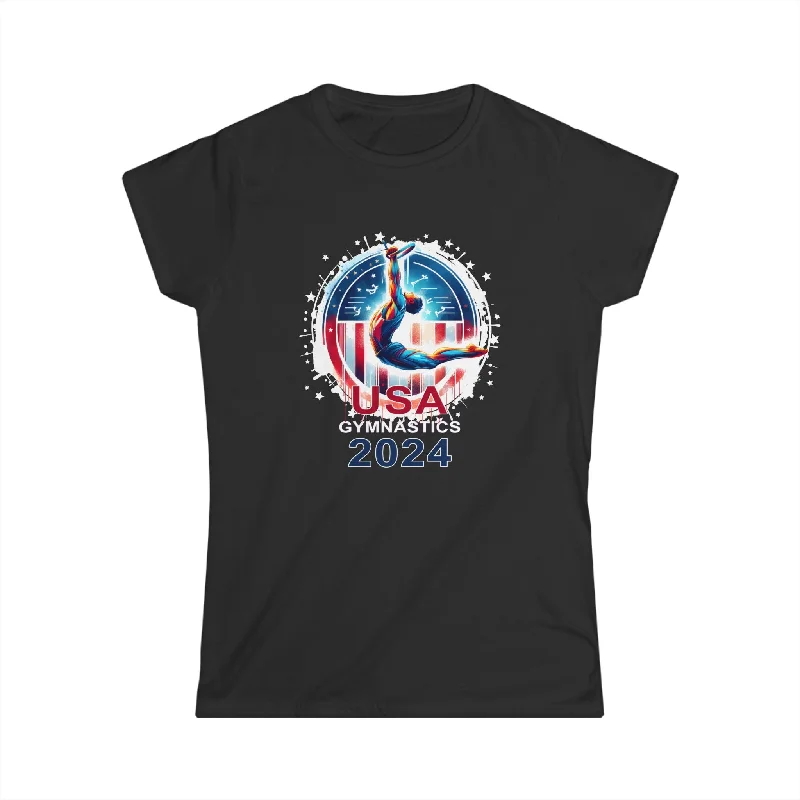 USA 2024 Games United States Sport 2024 USA Mens Gymnastics Womens Shirts Boxy Fit Fitted Loose