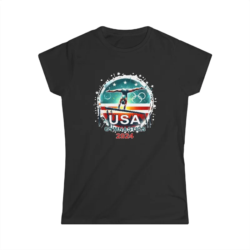 USA 2024 Games United States Sport 2024 USA Mens Gymnastics Womens T Shirts Cashmere Blend Cotton Blend Poly Blend