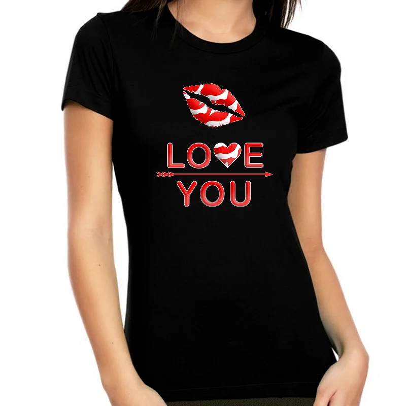 Valentine Shirts for Women I Love You Heart Kiss Valentine Shirt Valentines Day Gifts for Her Striped Floral Plaid