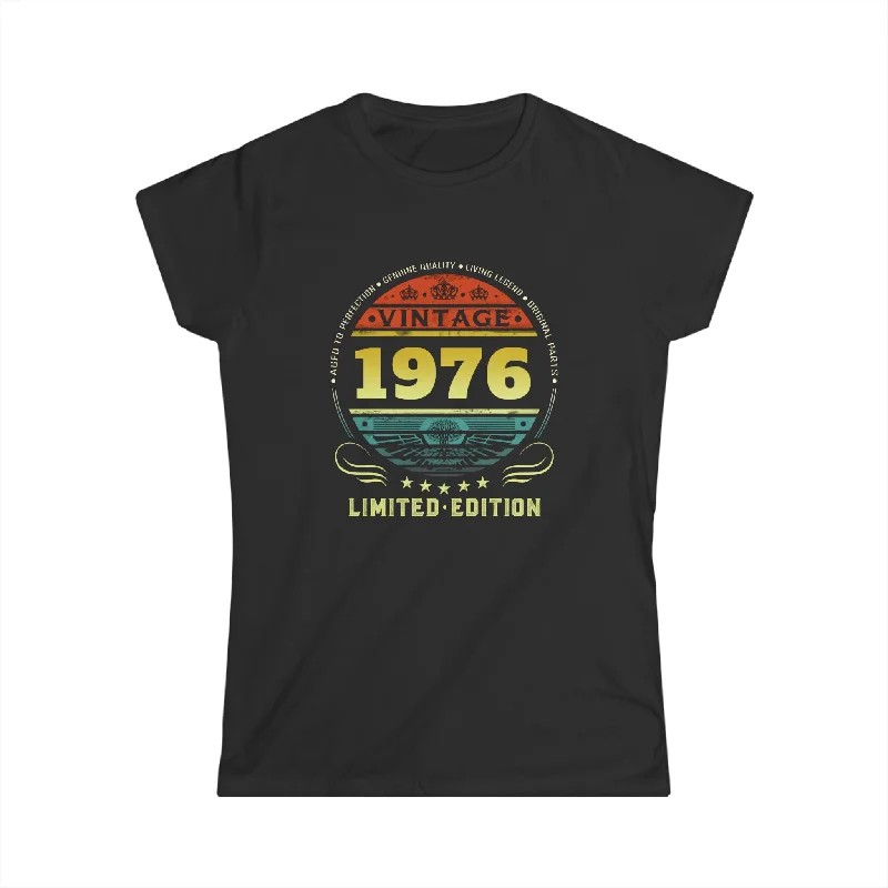 Vintage 1976 Limited Edition 1976 Birthday Shirts for Women Women Tops Nylon Fabric Polyester Fabric Spandex Fabric