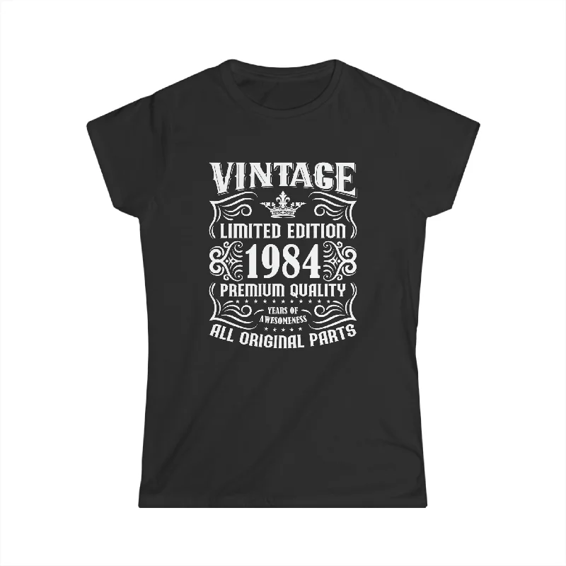 Vintage 1984 TShirt Women Limited Edition BDay 1984 Birthday Women Shirts Jersey Fabric Tulle Fabric Batik Fabric